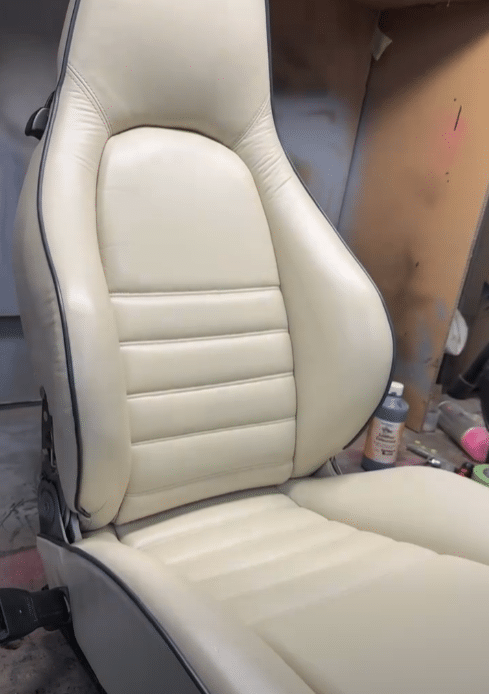 Leather replaced on a Porsche 911 seat