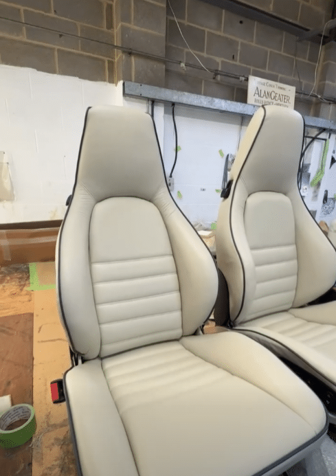 Leather replaced on a Porsche 911 seat